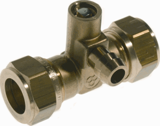 rechte koppeling met aftap knel 22x22mm